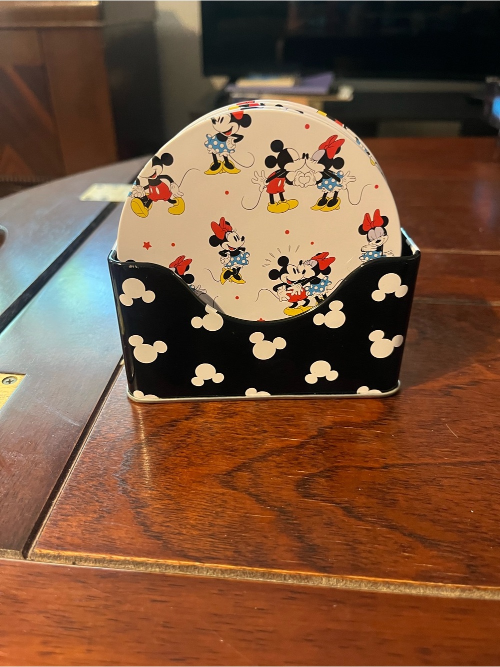 Disney Minnie Mouse Coaster Set with Holder - Black & White